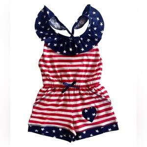 AnnLoren Boutique 2/3T Stars & Stripes‎ Patriotic Sleeveless Romper NWOT